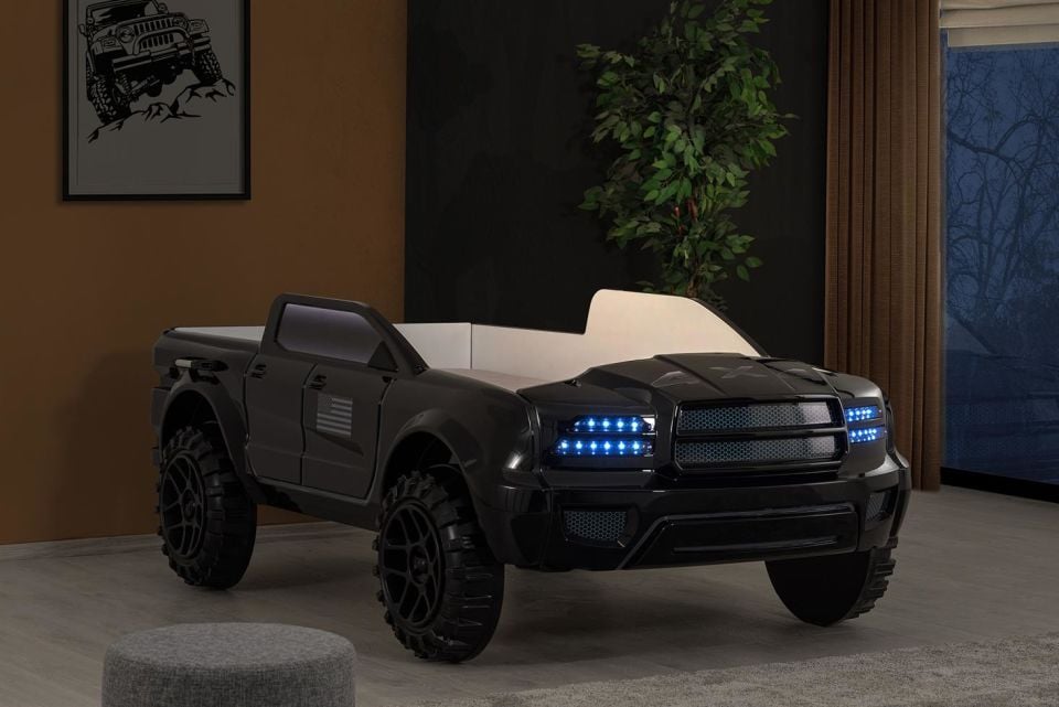 Pickup Ledli Arabalı Yatak siyah