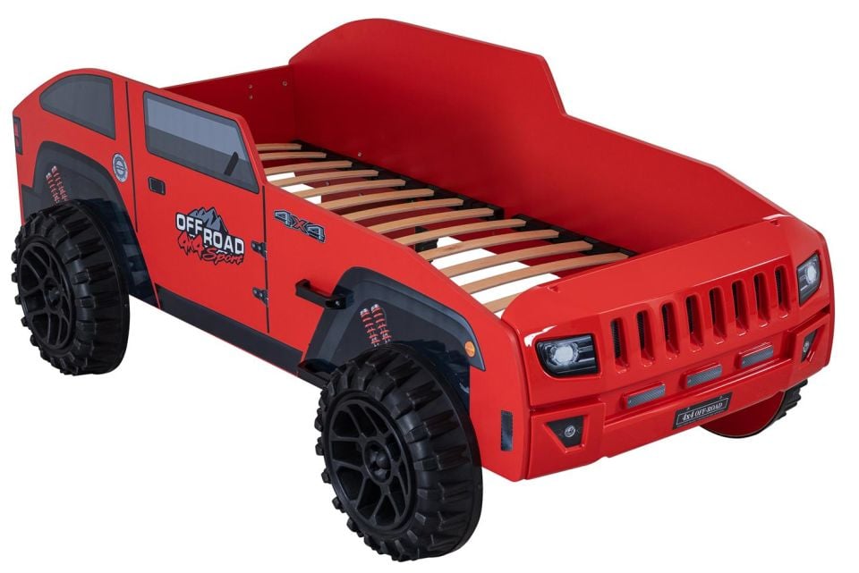 Jeep Arabalı Yatak Kırmızı