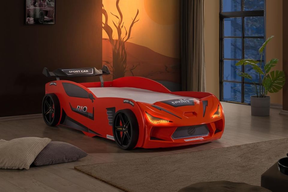 Rio Rüzgarlıklı Arabalı Yatak - Kırmızı