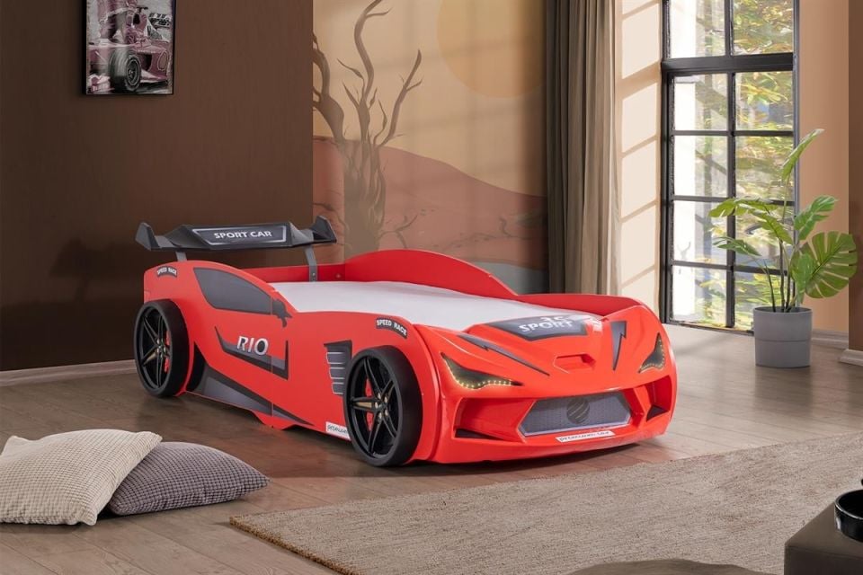 Rio Rüzgarlıklı Arabalı Yatak - Kırmızı