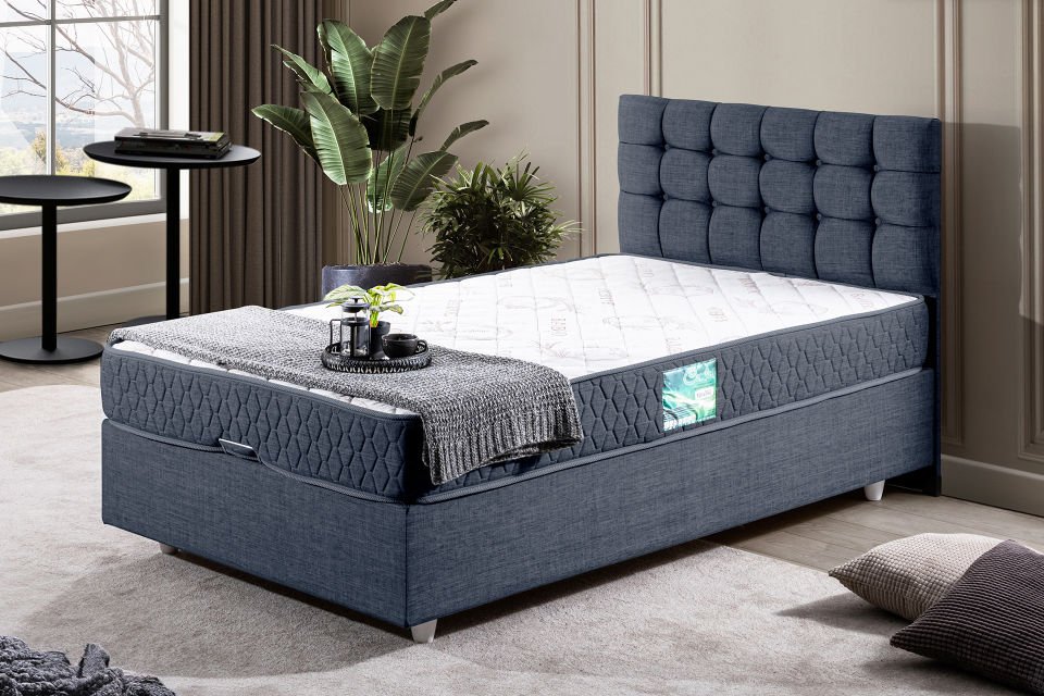 Venedik Baza Başlık Comfort Yatak Seti 90 x 200 - Lacivert