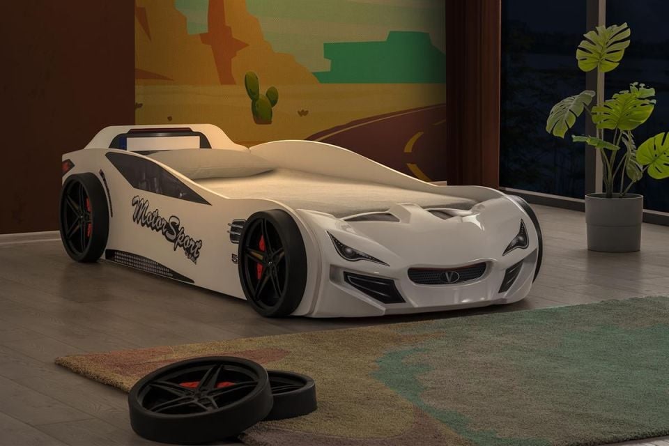 V-Sport Arabalı yatak Beyaz