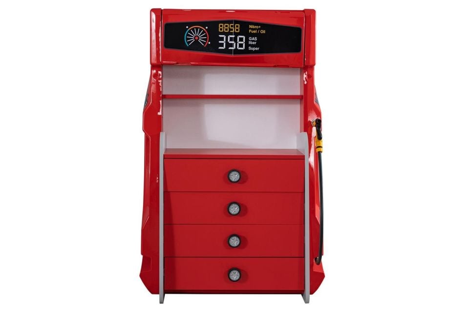 Sports Arabalı Yatak Uyumlu Benzinlikli Şifonyer - Kırmızı