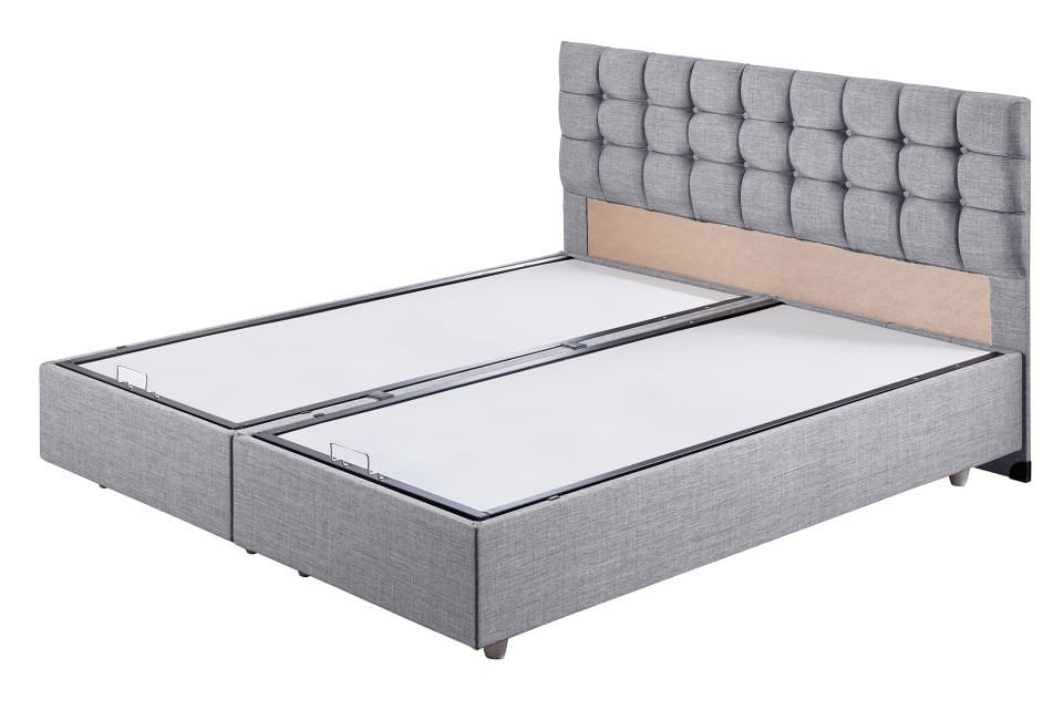 Venedik Çift Kişilik Baza Başlık Letto Yatak Seti 150 x 200 - Açık Gri