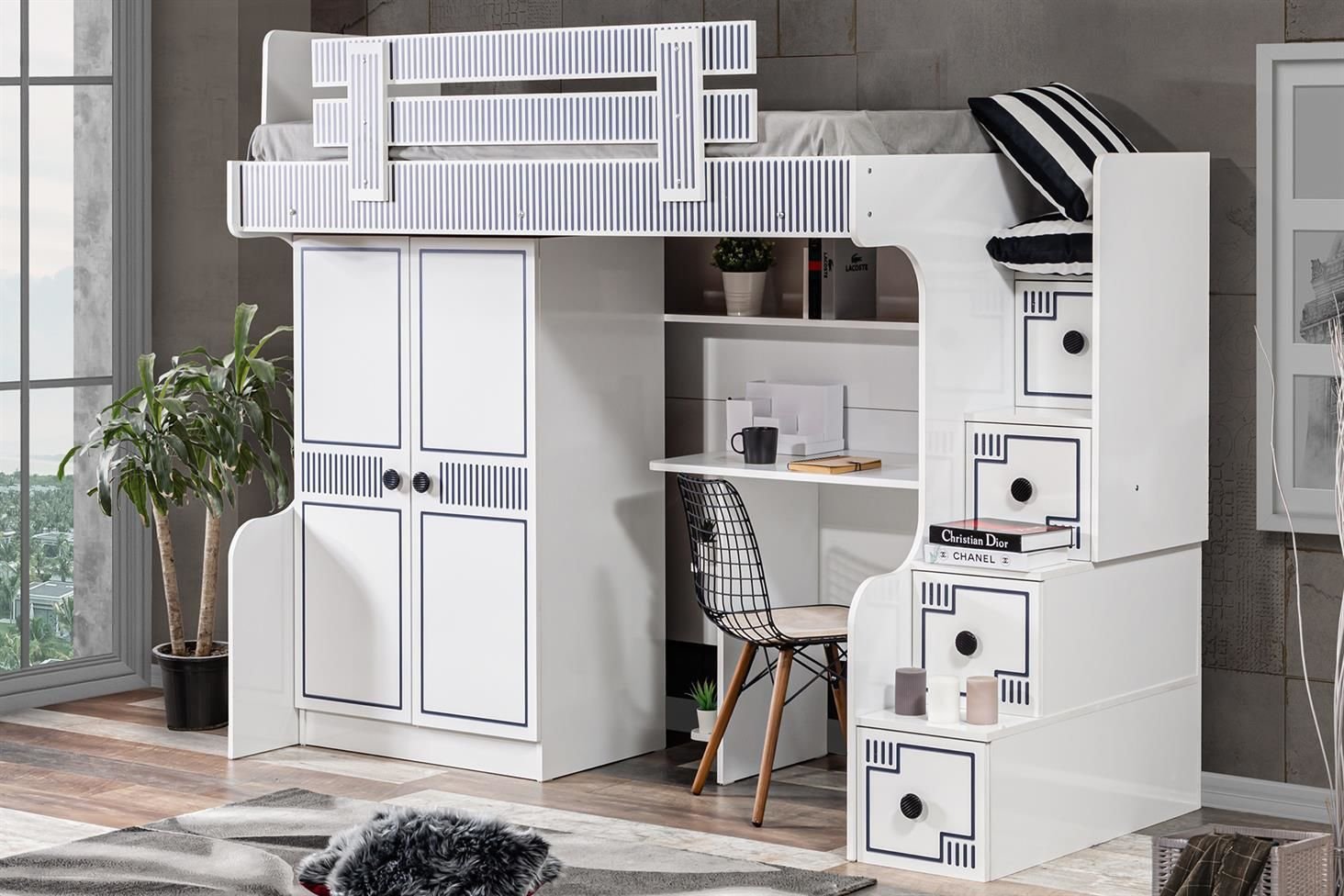 Çizgi Ranza 2 Kapaklı Dolap Masa