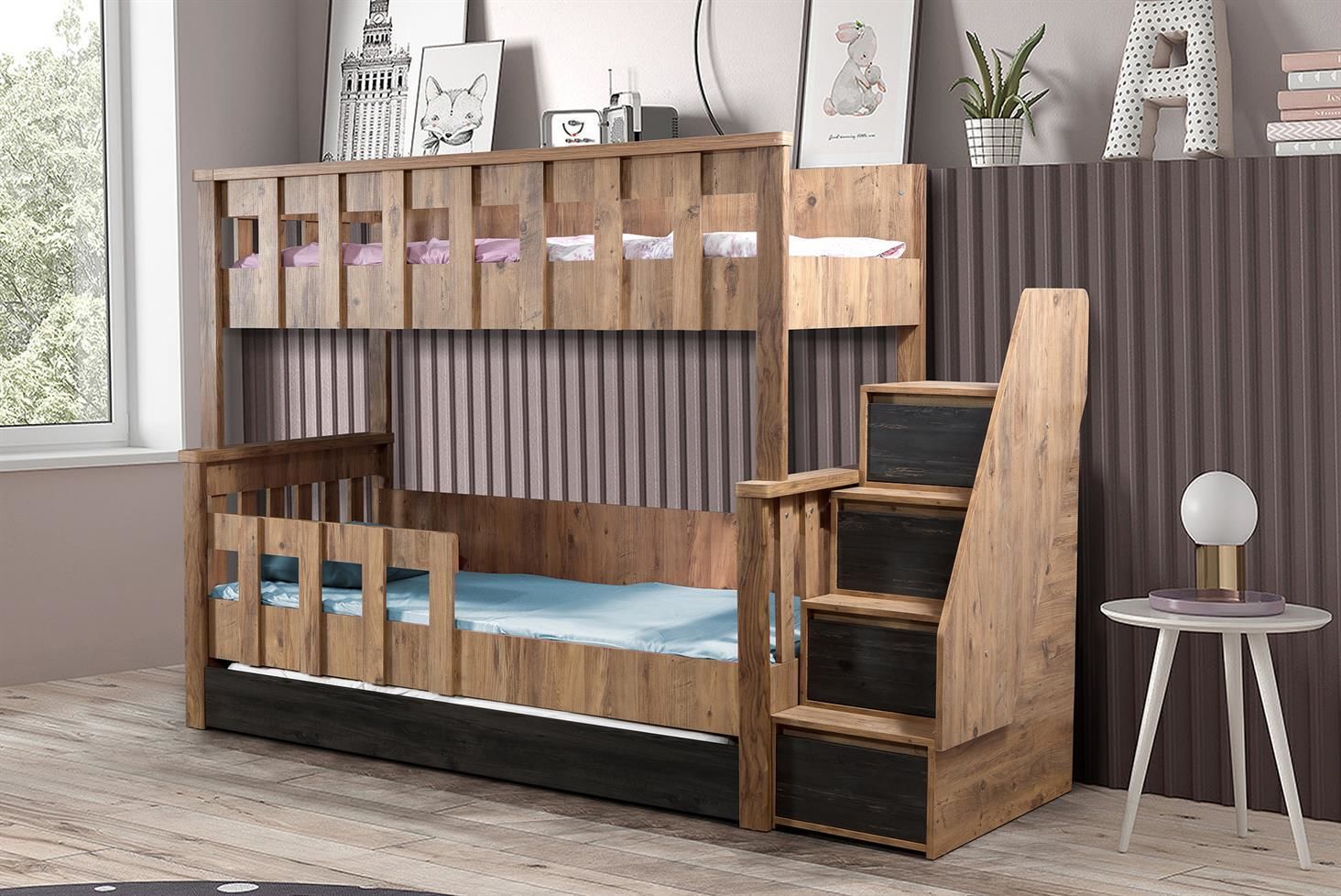 Diva MDF Profil Ayrılabilir Yavrulu Ranza Ceviz