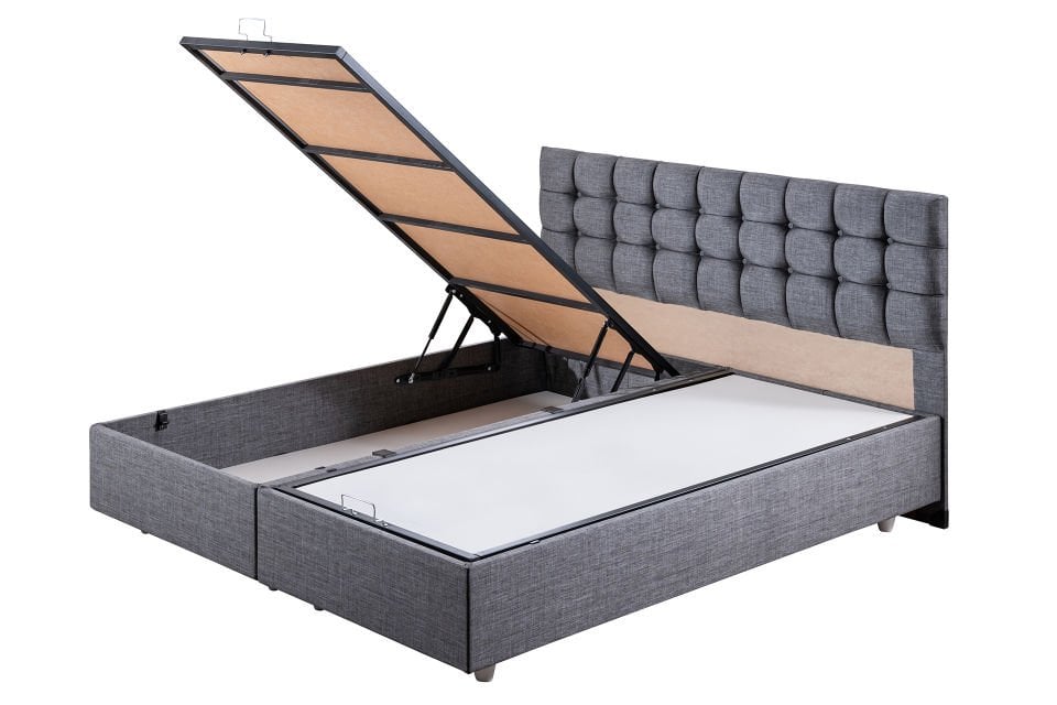 Venedik Çift Kişilik Baza Başlık Letto Yatak Seti 150 x 200 - Gri