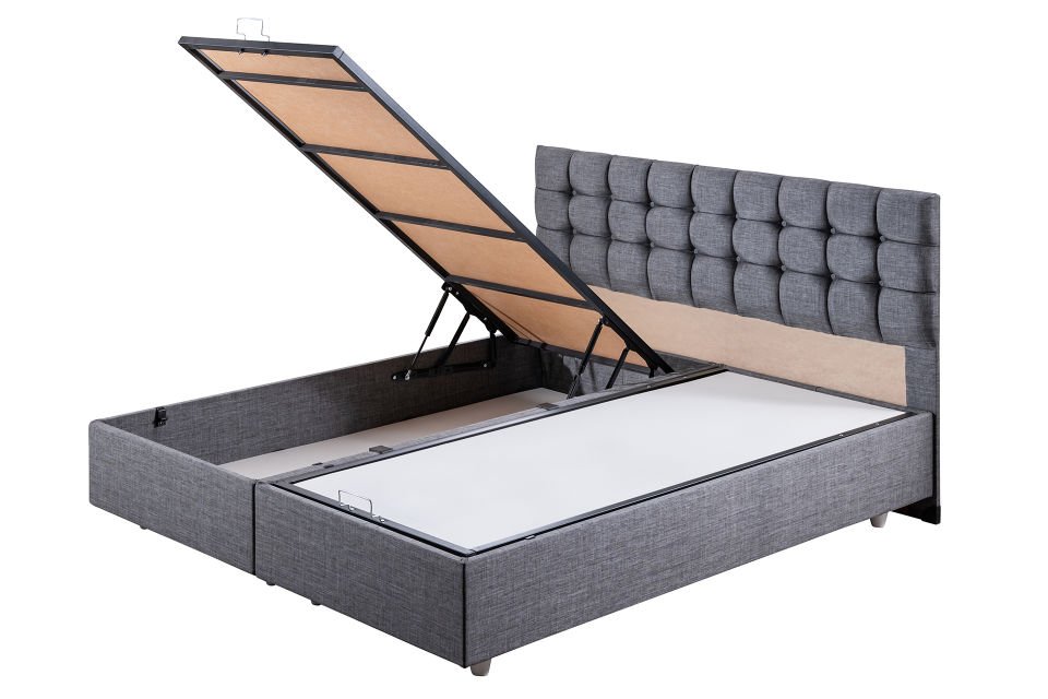 Venedik Çift Kişilik Baza Başlık Letto Yatak Seti 180 x 200 - Gri