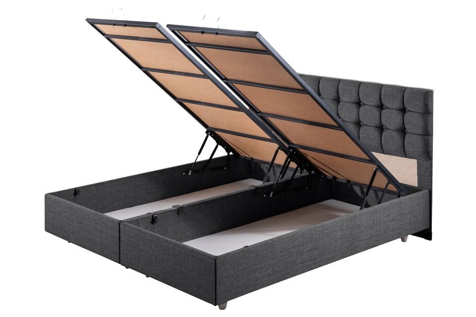 Venedik Çift Kişilik Baza Başlık Letto Yatak Seti 160 x 200 - Antrasit