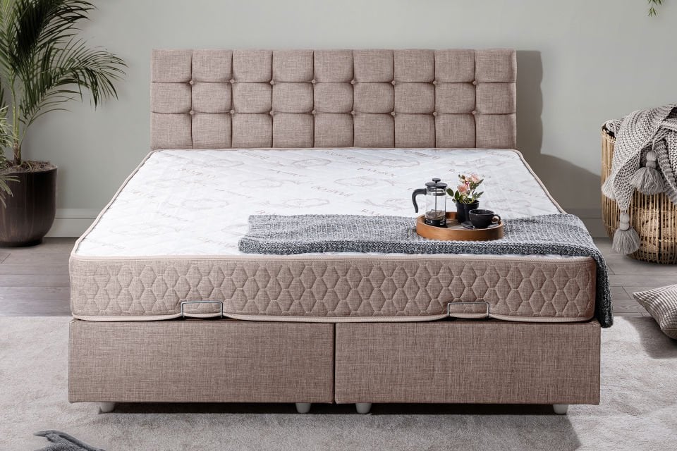 Venedik Çift Kişilik Baza Başlık Letto Yatak Seti 150 x 200 - Kahve