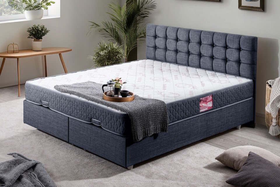 Venedik Çift Kişilik Baza Başlık Letto Yatak Seti 150 x 200 - Lacivert