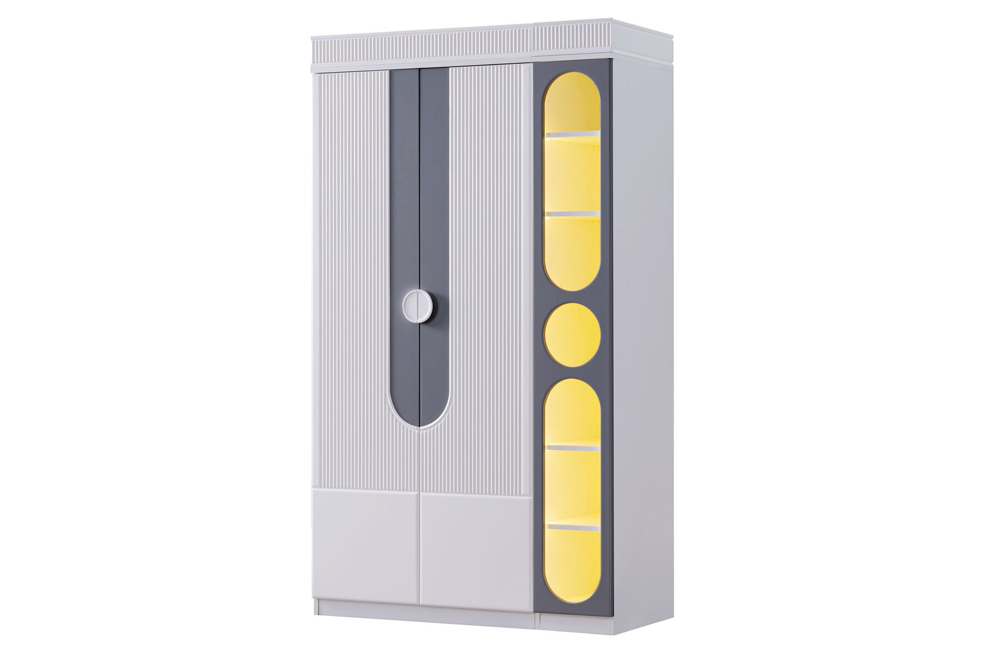 Vira 2 Kapaklı Dolap ve Ledli Kitaplık - Gri