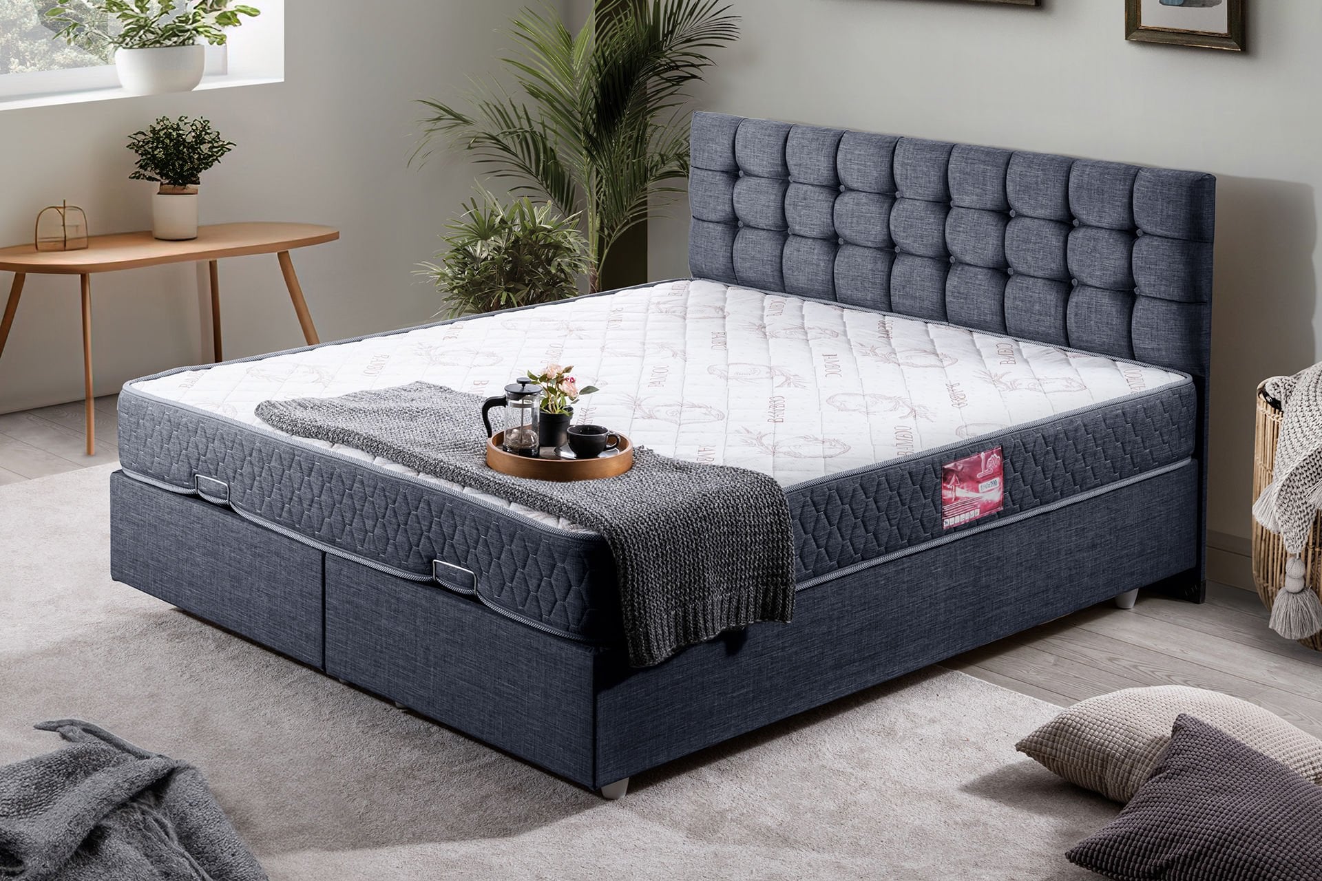 Venedik Çift Kişilik Baza Başlık Letto Yatak Seti 180 x 200 - Lacivert