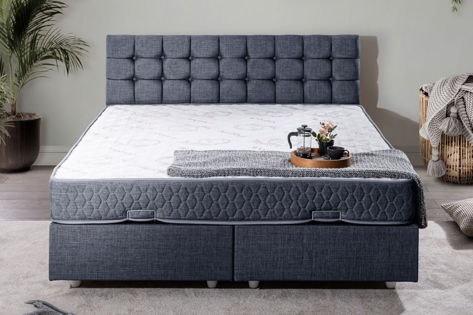 Venedik Çift Kişilik Baza Başlık Letto Yatak Seti 180 x 200 - Lacivert