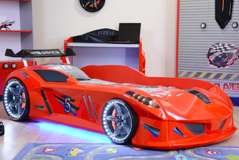 Sports Jaguar Arabalı Yataklı Çocuk Odası Takımı - Kırmızı