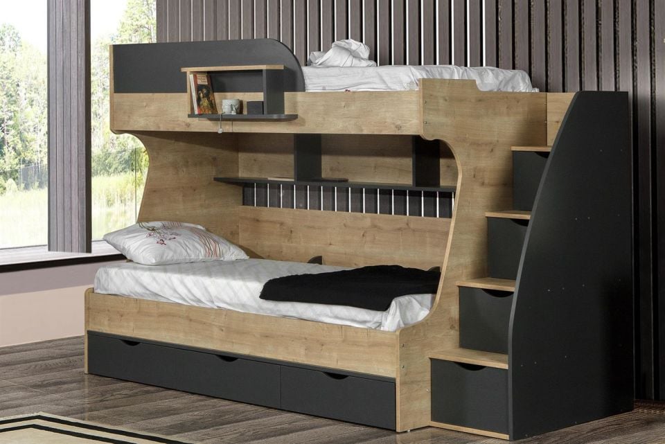 Truva Çekmeceli Merdivenli Ranza