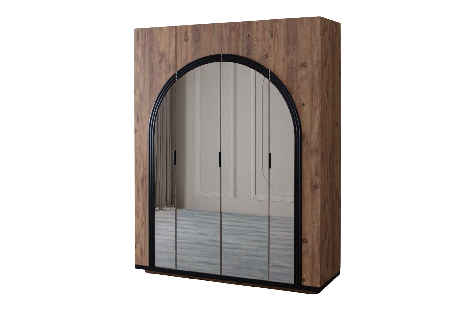 Hira 4 Kapaklı Aynalı Dolap - Ceviz