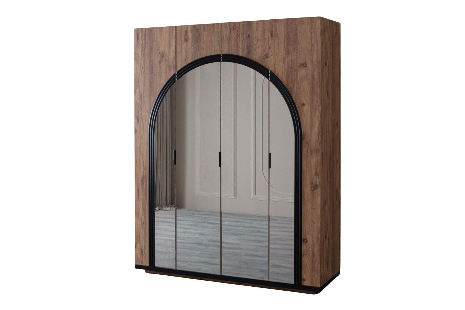 Hira 4 Kapaklı Aynalı Dolap - Ceviz