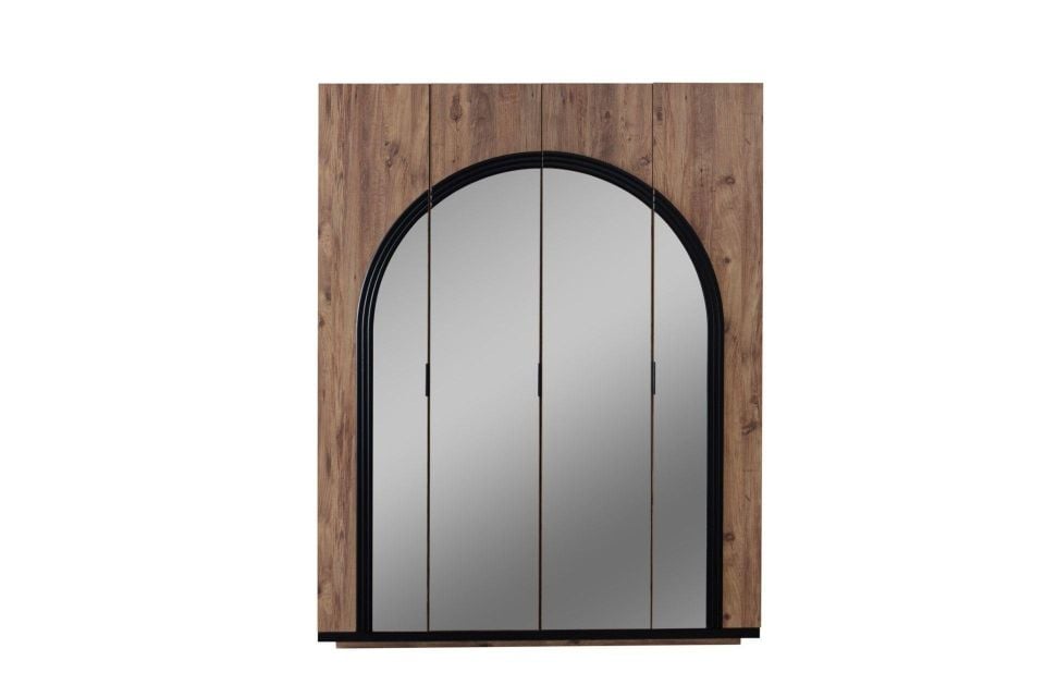 Hira 4 Kapaklı Aynalı Dolap - Ceviz