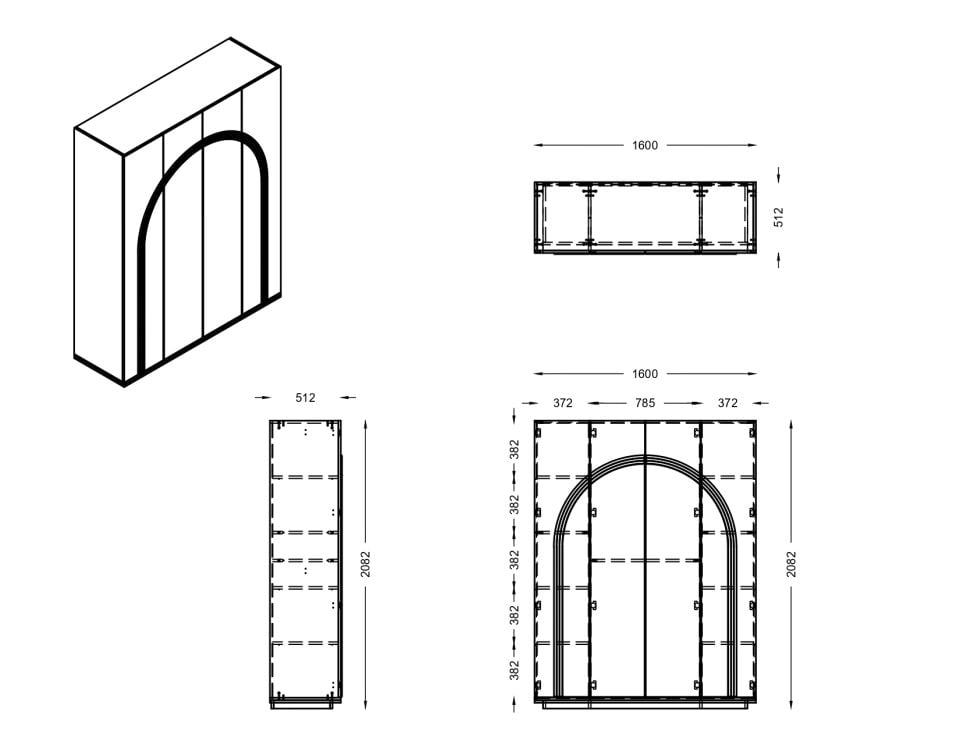Hira 4 Kapaklı Aynalı Dolap - Ceviz