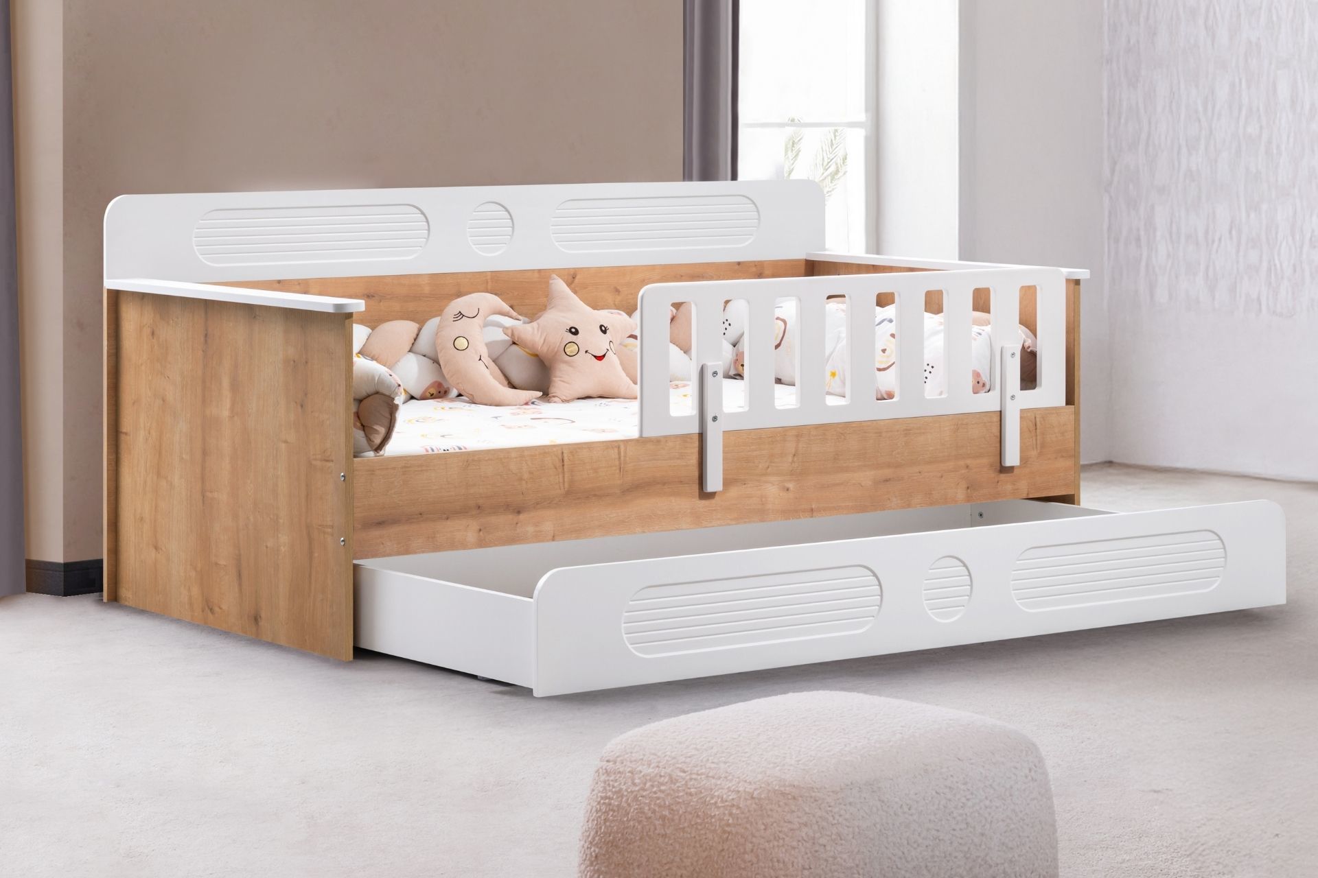 Flora Yavrulu Montessori Karyola - Ceviz