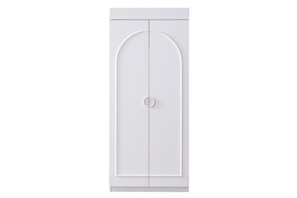 Dolunay 4 Kapaklı Dolap ve Ledli Kitaplık - Beyaz