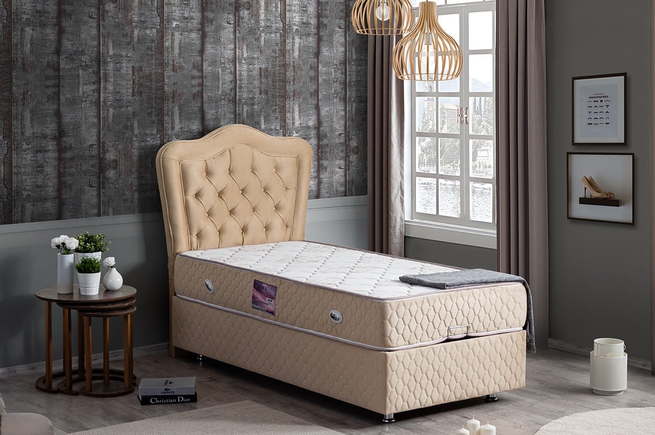 Camelli Baza Başlık Deluxe Yatak Seti 100 x 200 - Bej