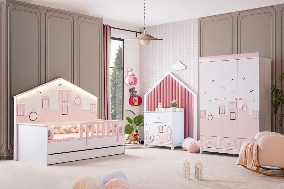 City Yavrulu Montessori Çocuk Odası Takımı - Pembe