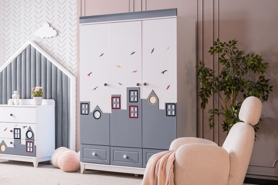 City Yavrulu Montessori Çocuk Odası Takımı - Gri