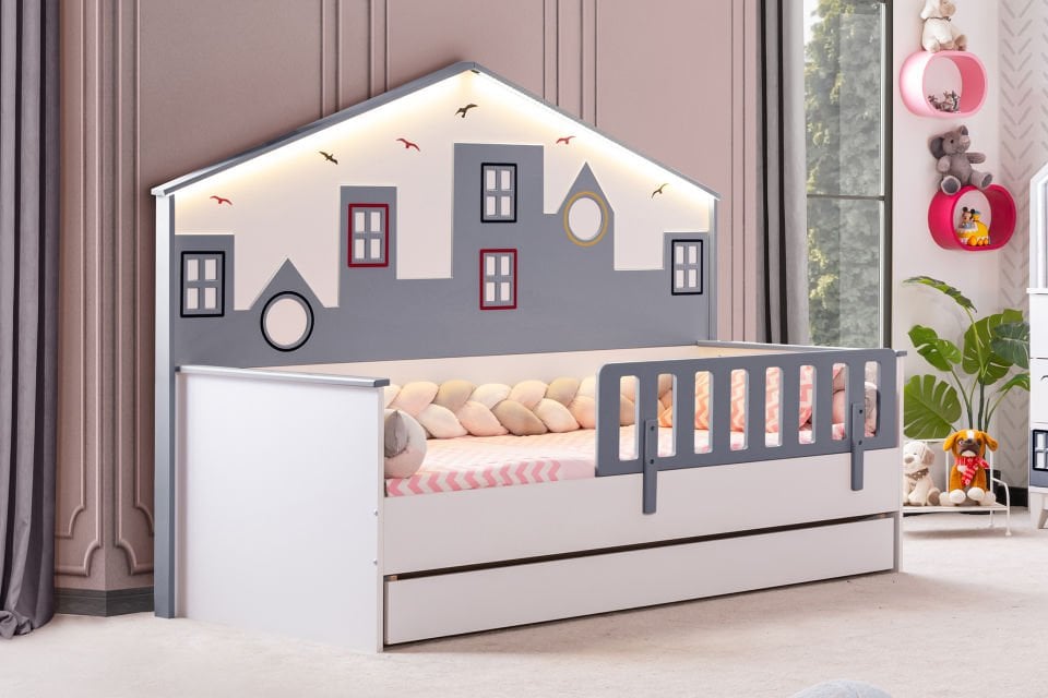 City Yavrulu Montessori Çocuk Odası Takımı - Gri