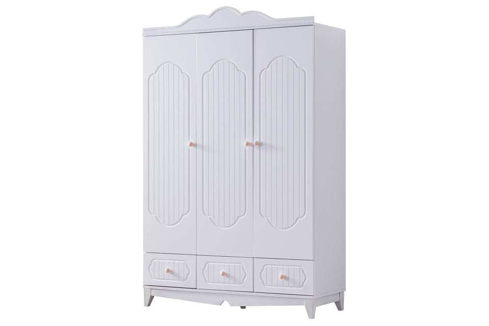 Flower 3 Kapaklı Dolap - Pembe