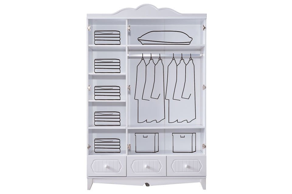 Flower 3 Kapaklı Dolap - Pembe