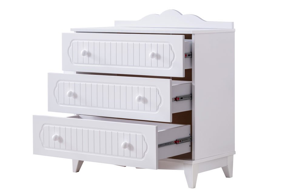 Flower Şifonyer - Beyaz