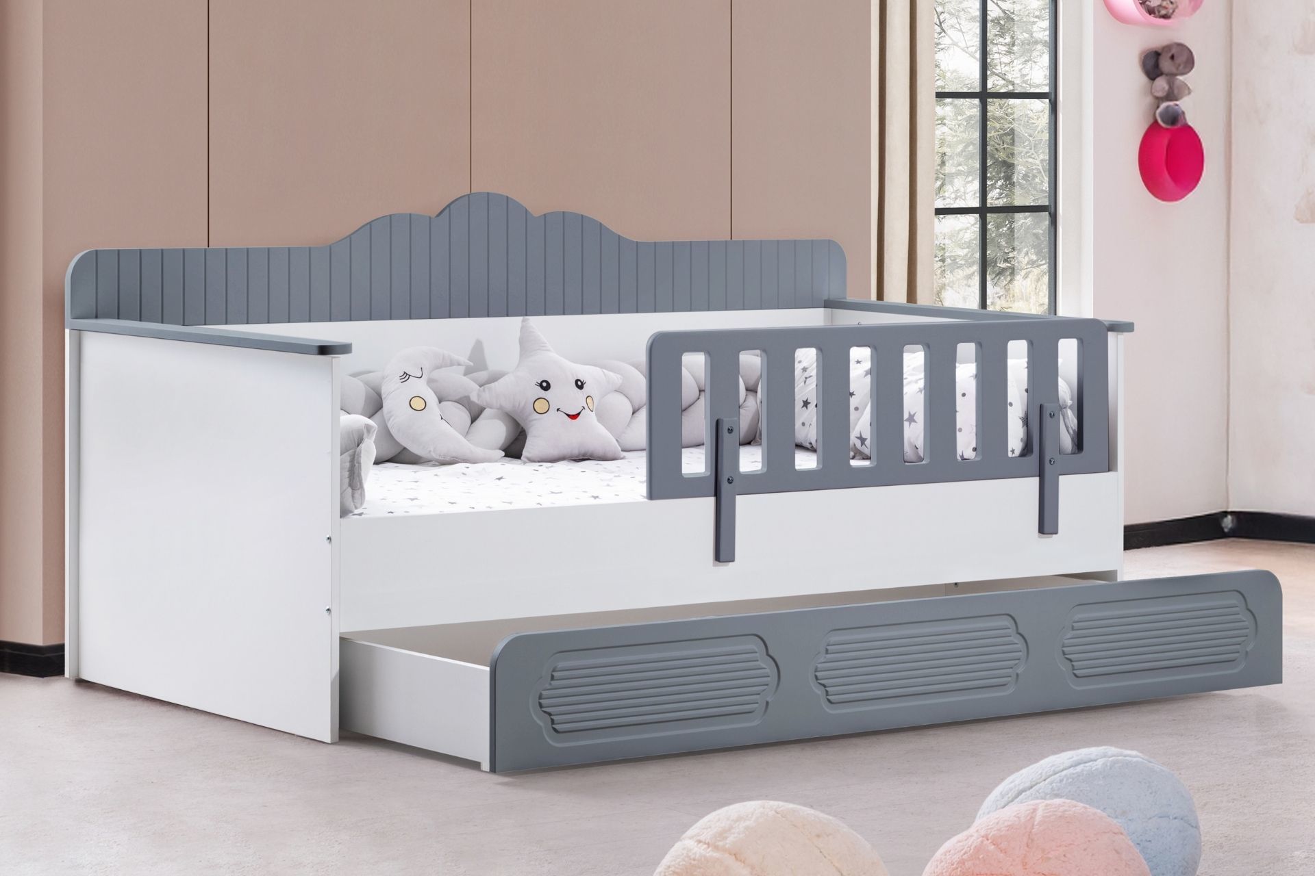 Flower Yavrulu Montessori Karyola - Gri