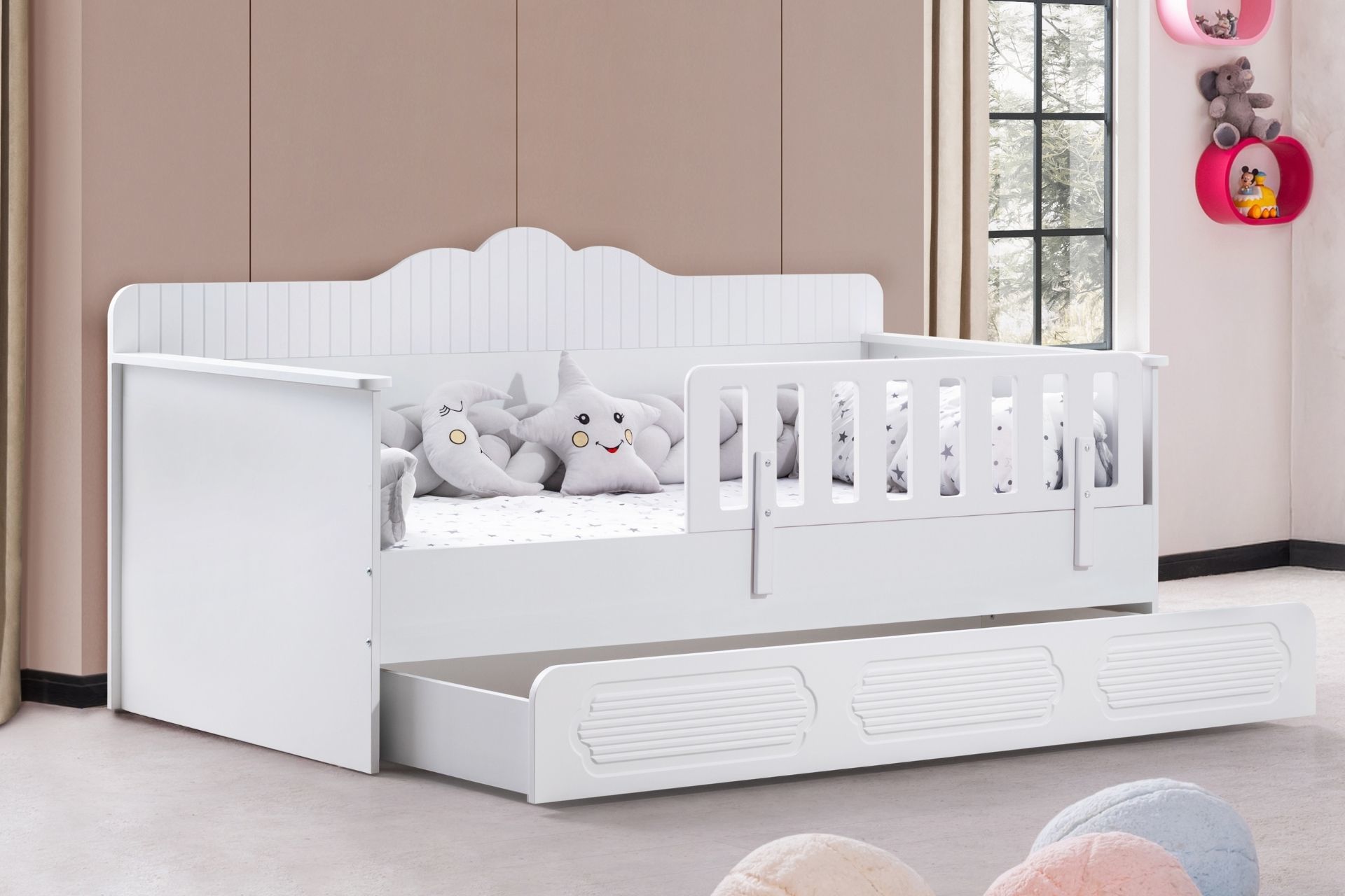 Flower Yavrulu Montessori Karyola - Beyaz