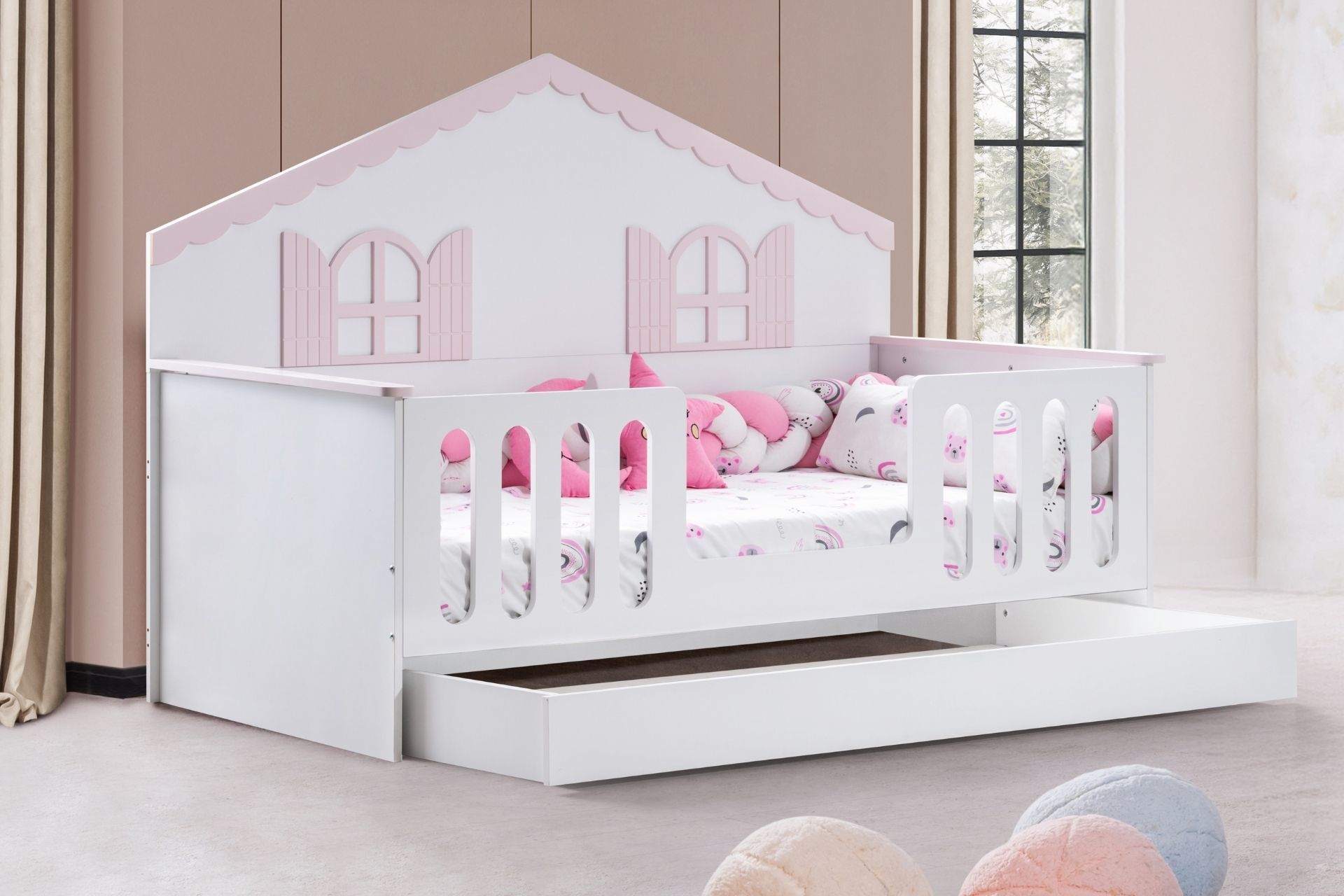 Poli Yavrulu Montessori Karyola - Pembe