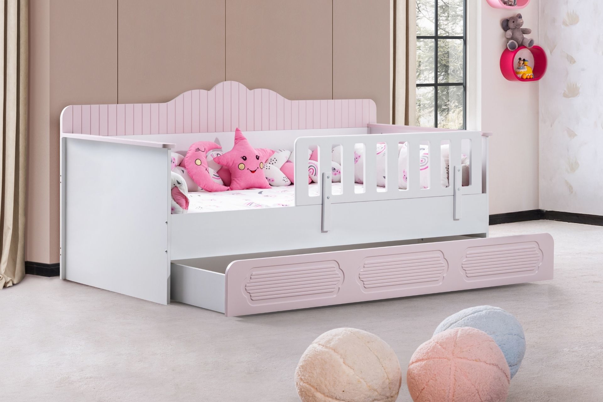 Flower Yavrulu Montessori Karyola -Pembe