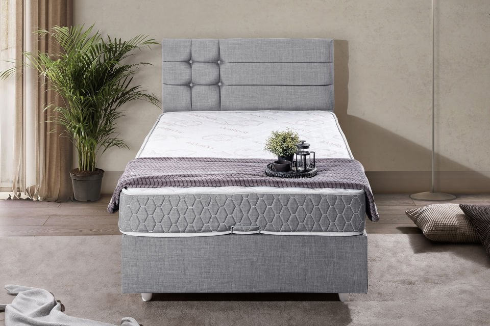 Viyana Baza Başlık Comfort Yatak Seti 90 x 200 - Açık Gri