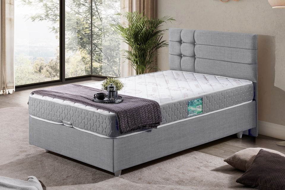 Viyana Baza Başlık Comfort Yatak Seti 100 x 200 - Açık Gri
