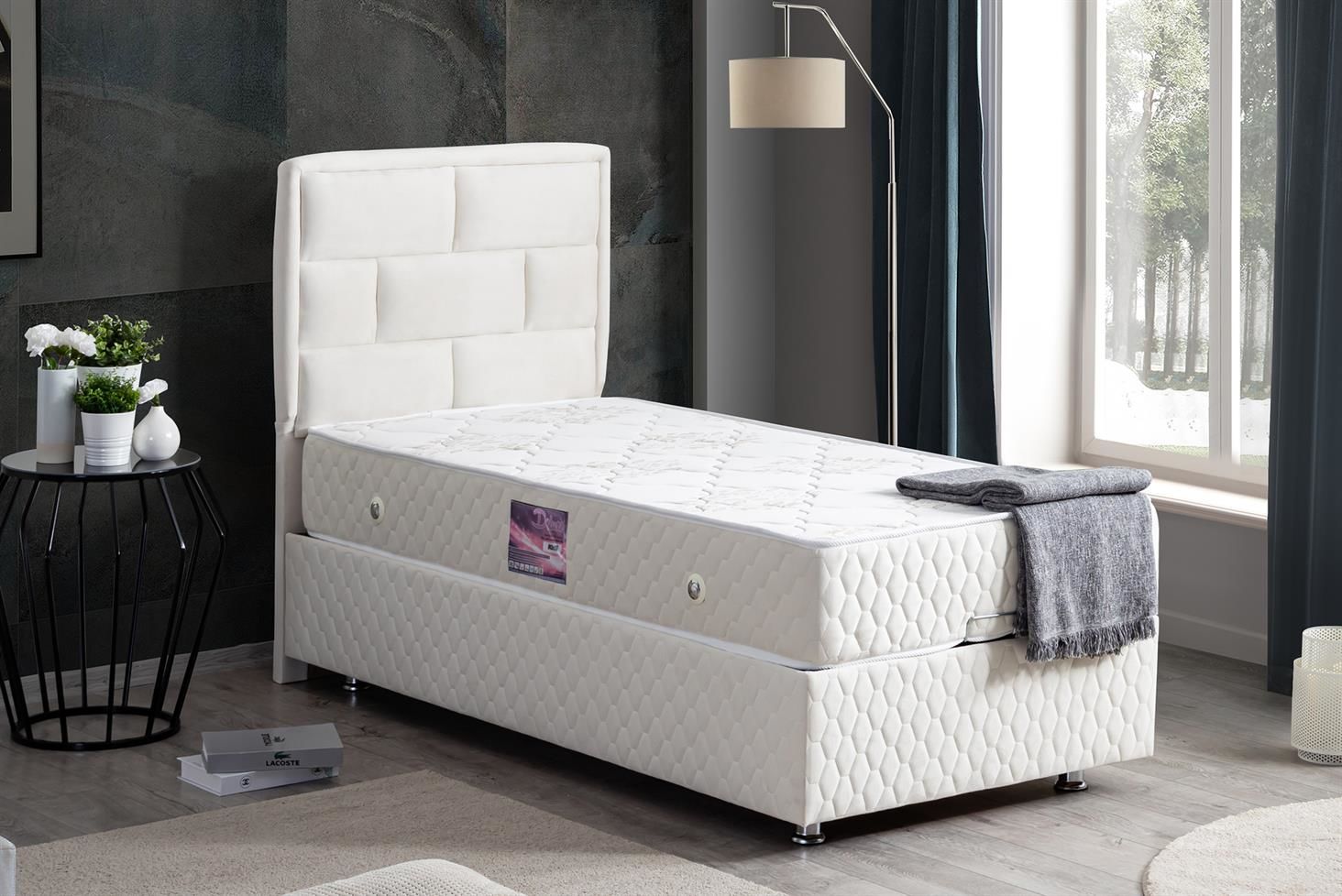 Diego Baza Başlık Deluxe Yatak Seti 100 x 200 - Krem