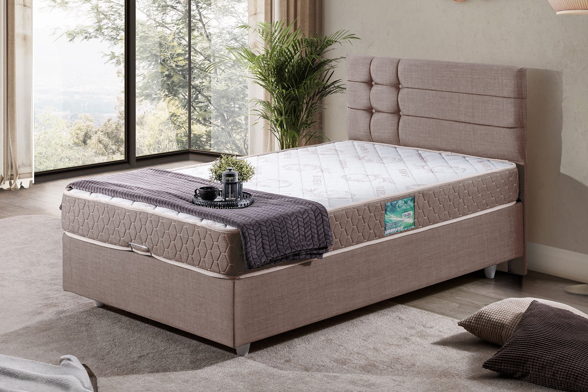 Viyana Baza Başlık Comfort Yatak Seti 90 x 190 - Kahve