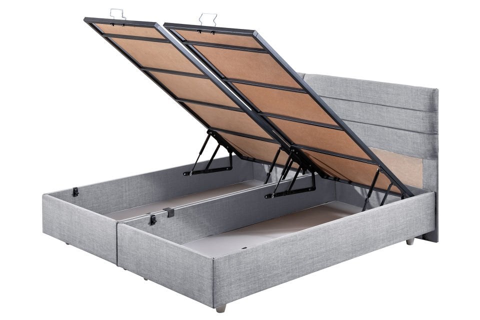 Viyana Çift Kişilik Baza Başlık Letto Yatak Seti 140 x 190 - Açık Gri