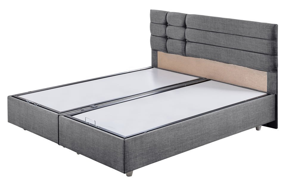 Viyana Çift Kişilik Baza Başlık Letto Yatak Seti 160 x 200 - Gri