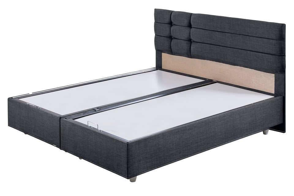 Viyana Çift Kişilik Baza Başlık Letto Yatak Seti 150 x 200 - Antrasit