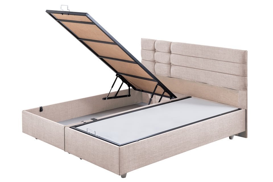 Viyana Çift Kişilik Baza Başlık Letto Yatak Seti 140 x 190 - Krem