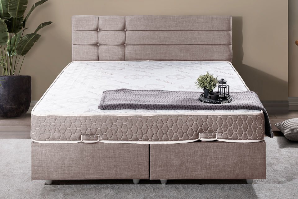 Viyana Çift Kişilik Baza Başlık Letto Yatak Seti 160 x 200 - Kahve