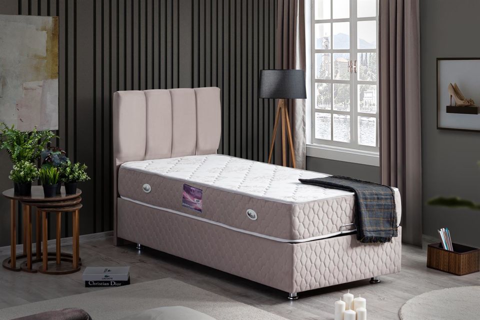 Tetra Baza Başlık Deluxe Yatak Seti 90 x 190 - Gri