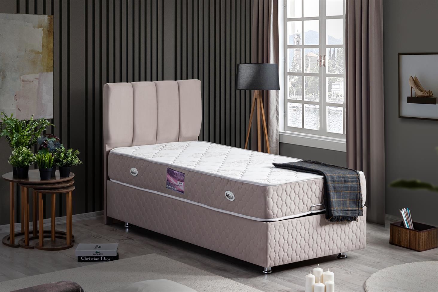Tetra Baza Başlık Deluxe Yatak Seti 90 x 200 - Gri