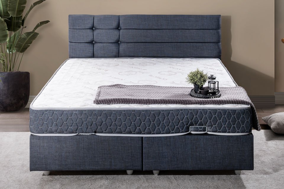 Viyana Çift Kişilik Baza Başlık Letto Yatak Seti 160 x 200 - Lacivert