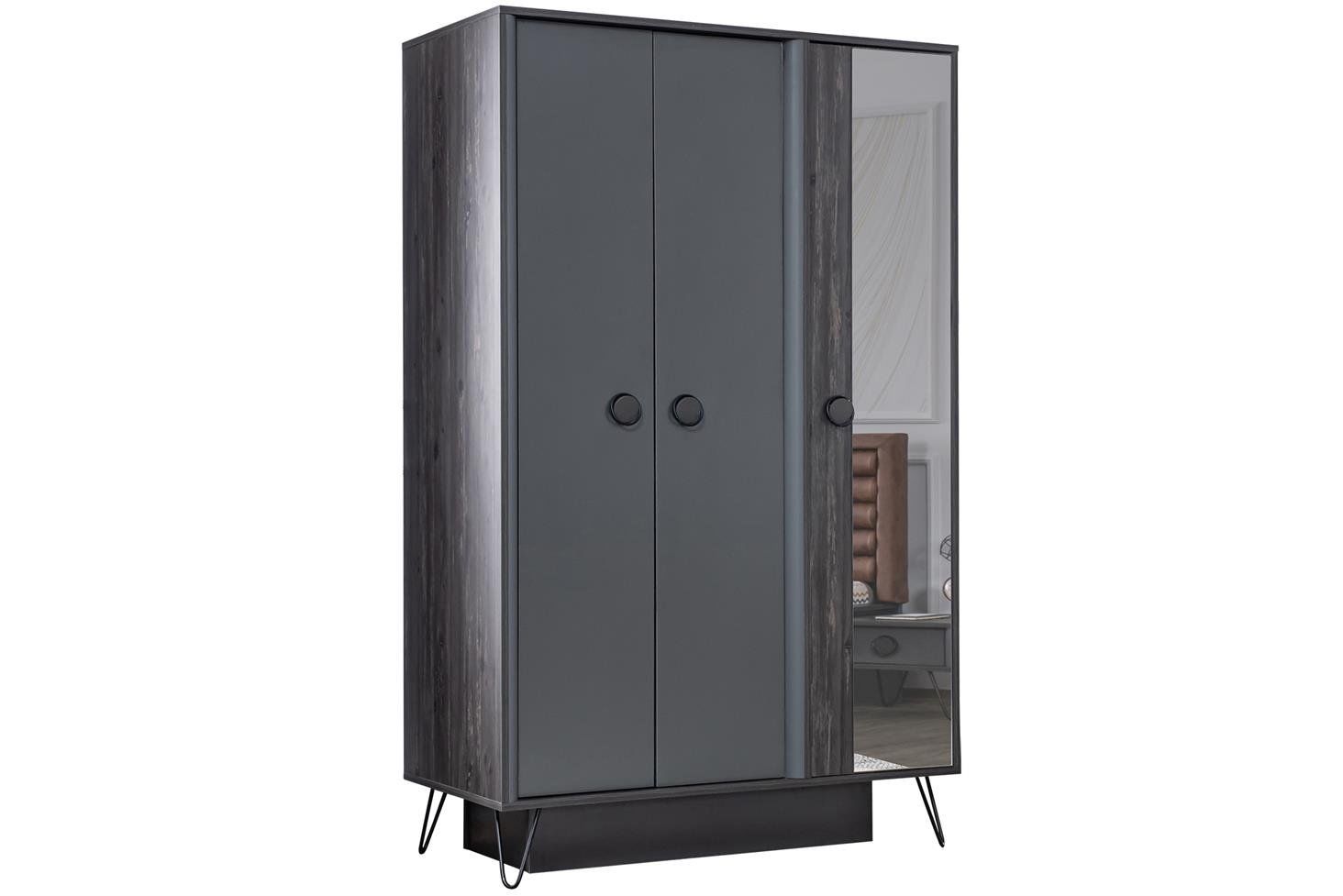 Black 3 Kapaklı Aynalı Dolap